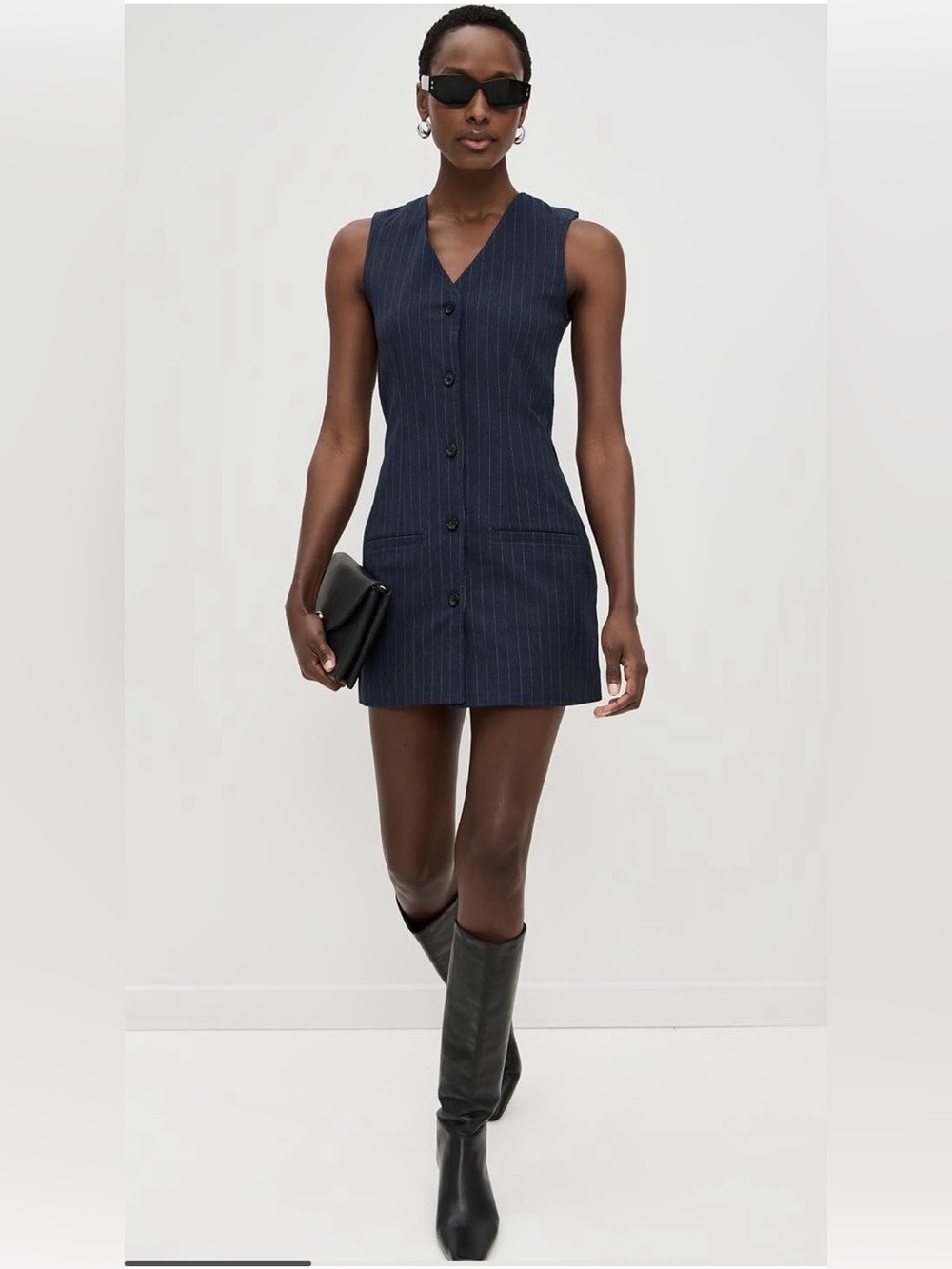 DL1961 V-Neck Pinstripe Dress